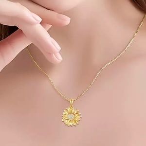 Sunflower Gold Plated Necklace by Grathia Cero
